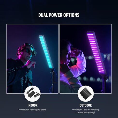 Neewer 2-Pack RGB LED Light Stick Kit, 21W Dimmable 3200K~5600K Bi-Color Handheld Light with 2.4G Remote/360° Full Color/CRI 95+/10 Scenes/Stand/Bag for YouTube and Studio Photography in Saudi Arabia