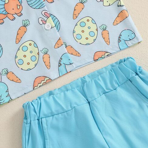 Hnyenmcko Toddler Baby Boy Easter Oester Outfit Shirt Bunny Print Button Down Drow in Kuwait
