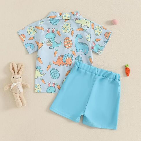 Hnyenmcko Toddler Baby Boy Easter Oester Outfit Shirt Bunny Print Button Down Drow in Kuwait