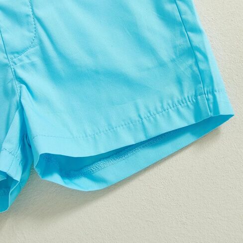 Toddler Baby Boy Easter Outfit Short Sleeve Bunny Egg Print Button Down Shirt Shorts Set Gentlemen Clothes in Kuwait