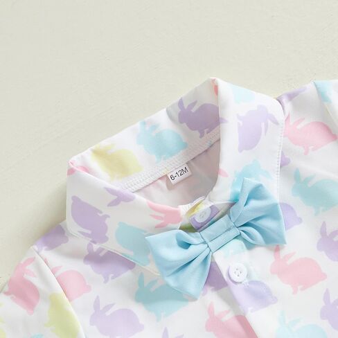 Hnyenmcko Toddler Baby Boy Easter Oester Outfit Shirt Bunny Print Button Down Drow in Kuwait