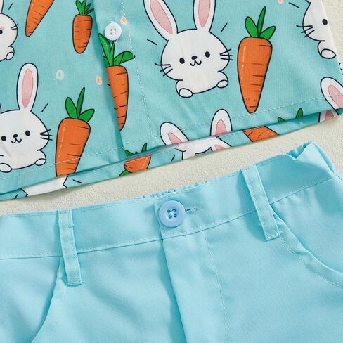 Hnyenmcko Toddler Baby Boy Easter Oester Outfit Shirt Bunny Print Button Down Drow in Saudi Arabia