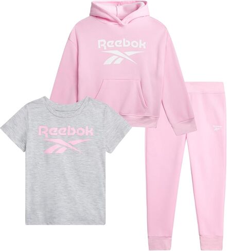 Reebok Toddler Girls 3-Piece Set - Fleece Hoodie, Tee & Jogger Pants | Soft Warmth for Cool Mornings, Breathable Layer for Active Afternoons, Flexible Elastic Waistband That Moves with Every Play in Saudi Arabia