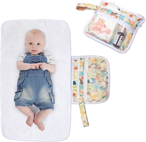 Teamoy Portable Diaper Changing Pad, Foldable Baby Changing Pad with Pockets, Portable Diaper Clutch for Baby, Washable Travel Diaper Change Mat for Home Travel, Owl in Saudi Arabia