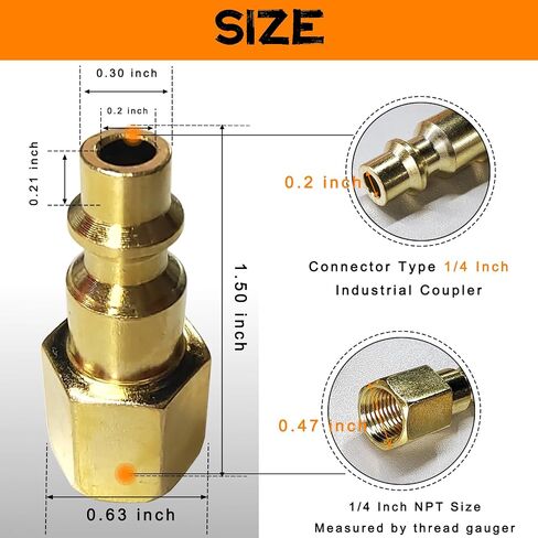 Brass 1/4 Inch NPT Industrial Brass Female Air Hose Fittings Quick Connect Adapter, Air Coupler and Plug Kit, Air Compressor Fittings 10pcs (Female NPT) in Saudi Arabia