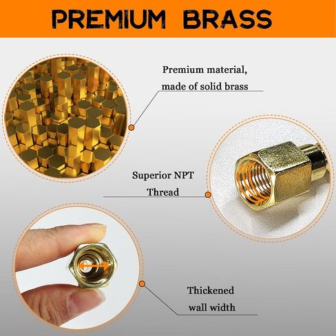 Brass 1/4 Inch NPT Industrial Brass Female Air Hose Fittings Quick Connect Adapter, Air Coupler and Plug Kit, Air Compressor Fittings 10pcs (Female NPT) in Saudi Arabia