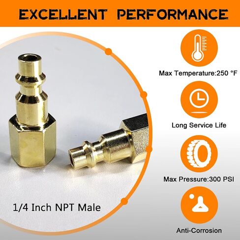 Brass 1/4 Inch NPT Industrial Brass Female Air Hose Fittings Quick Connect Adapter, Air Coupler and Plug Kit, Air Compressor Fittings 10pcs (Female NPT) in Saudi Arabia