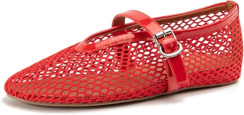 Women Mesh Flats Buckle Strap Round Toe Comfy Causal Ballet Flats Fashion Mary Jane Fishnet Ballerina Flat Shoes in Saudi Arabia