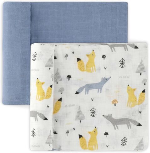 Featherhead ™ 100 ٪ Cotton Masslin Plants for Baby Girl - Large 47 "× 47" - هدية مسبقة قبل الغسيل والنيط in Kuwait
