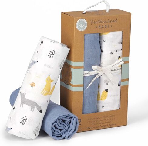 Featherhead ™ 100 ٪ Cotton Masslin Plants for Baby Girl - Large 47 "× 47" - هدية مسبقة قبل الغسيل والنيط in Kuwait