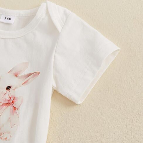YINGISFITM My First Easter Baby Girl Outfit Short Sleeve Bunny Onesie Romper Pompom Shorts Newborn Easter Clothes+Headband in Kuwait