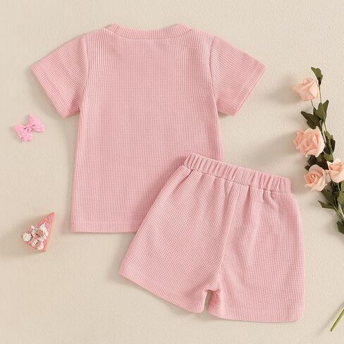 Lamuusaa Toddler Baby Bird Birthday الزي القصير واحد/اثنان تي شيرت التطريز وافل شورت مرنة 2pcs الملابس الصيفية in Kuwait