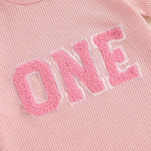 Lamuusaa Toddler Baby Girl Birthday Outfit Short Sleeve One/Two Embroidery T-shirt Waffle Elastic Shorts 2Pcs Summer Clothes in Saudi Arabia