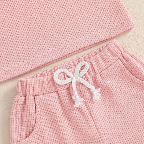 Lamuusaa Toddler Baby Girl Birthday Outfit Short Sleeve One/Two Embroidery T-shirt Waffle Elastic Shorts 2Pcs Summer Clothes in Saudi Arabia