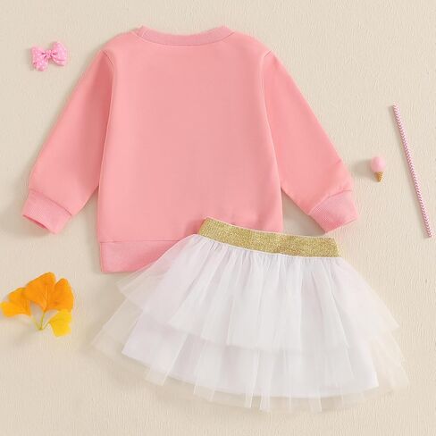 Kayotuas Toddler Baby Girl Valentines Outfit Red Love Heart Bow Sweatshirt and Tulle Tutu Skirts Set Cute Fall Spring Clothes in Kuwait