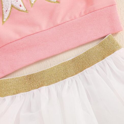 Kayotuas Toddler Baby Girl Valentines Outfit Red Love Heart Bow Sweatshirt and Tulle Tutu Skirts Set Cute Fall Spring Clothes in Kuwait