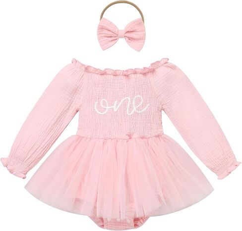 IDOPIP Strawberry Butterfly 1st Birthday Outfit for Baby Girls Embroidery One Romper Smocked Tutu Dress with Headband Clothes in Saudi Arabia