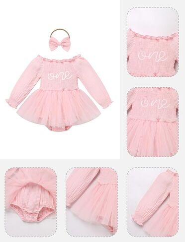 IDOPIP Strawberry Butterfly 1st Birthday Outfit for Baby Girls Embroidery One Romper Smocked Tutu Dress with Headband Clothes in Saudi Arabia