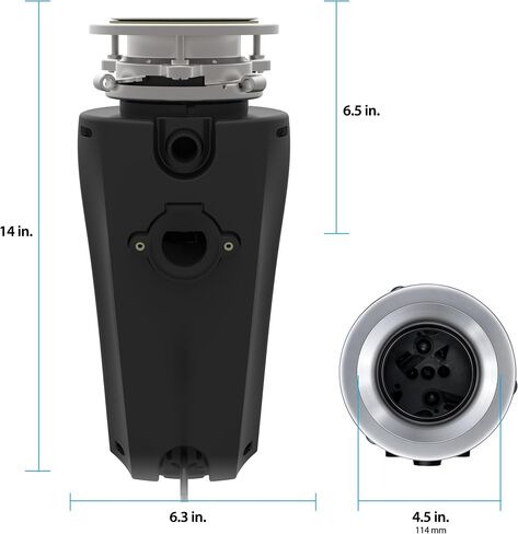 TITAN 10-US-TN-760-3B Garbage Disposal, 1/2 HP - Mid Duty, Black with Stainless Steel Flange in Kuwait