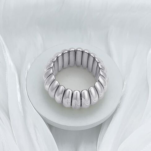 HIIXHC Vintage Bangle Bracelets For Women Gold Polished Chunky Oval Bangle Bracelet Cuff Bracelets for Women with Gift Bag in Kuwait