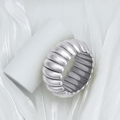 HIIXHC Vintage Bangle Bracelets For Women Gold Polished Chunky Oval Bangle Bracelet Cuff Bracelets for Women with Gift Bag in Kuwait