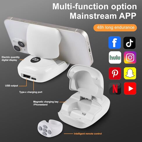 Fingertip Wireless Bluetooth Remote Control for tiktok, Scrolling Ring with Digital Display Power Bank, TIK Tok Scrolling Ring for iPhone Android iOS - Black in Saudi Arabia
