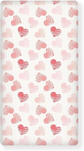 Pink Hearts Fitted Crib Sheet Line Heart Baby Crib Sheet Fit Standard Crib and Toddler Mattress,Crib Mattress Sheets for Boys Girls 28"x52" in Kuwait
