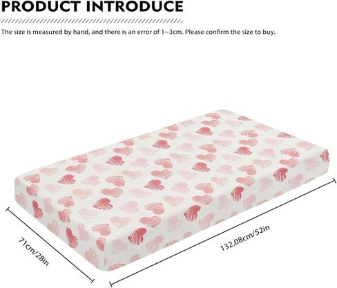 Pink Hearts Fitted Crib Sheet Line Heart Baby Crib Sheet Fit Standard Crib and Toddler Mattress,Crib Mattress Sheets for Boys Girls 28"x52" in Kuwait