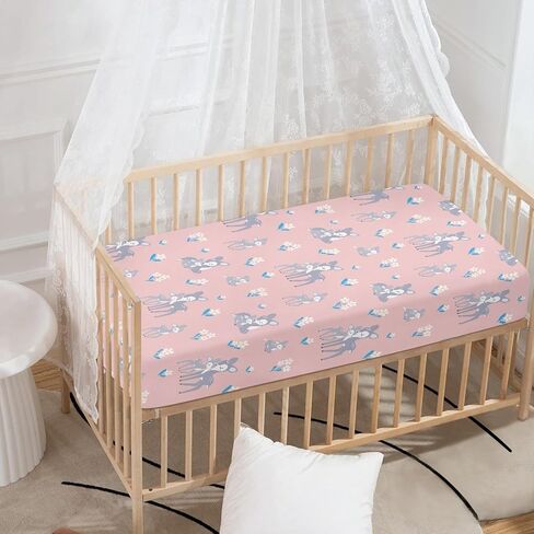Pink Hearts Fitted Crib Sheet Line Heart Baby Crib Sheet Fit Standard Crib and Toddler Mattress,Crib Mattress Sheets for Boys Girls 28"x52" in Kuwait