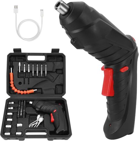 Rechargeable Electric Screwdriver Portable Set, 3.6V with 47pcs Cordless Accessories, Dual Position Handle and LED Headlight in Kuwait