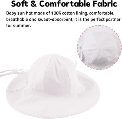 OMUKY Baby Sun Hat Toddler Bucket Hats UPF 50+ Sun Protection Summer Beach Hats Infant Wide Brim Hat in Kuwait
