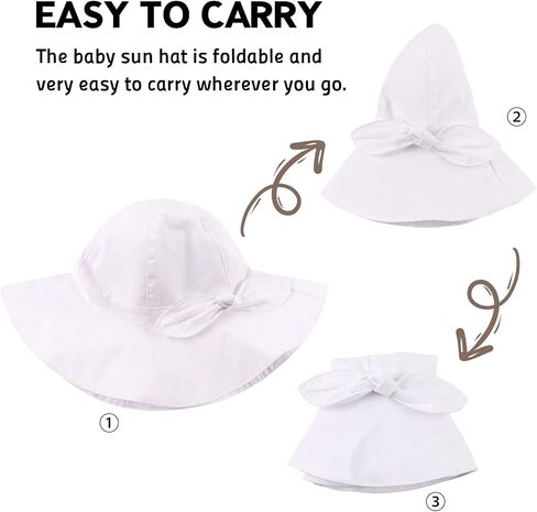 OMUKY Baby Sun Hat Toddler Bucket Hats UPF 50+ Sun Protection Summer Beach Hats Infant Wide Brim Hat in Kuwait