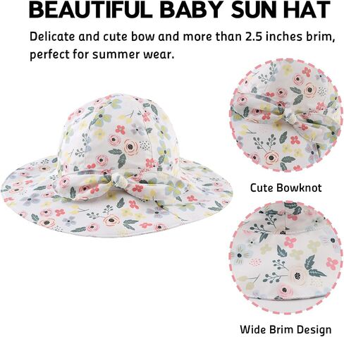 OMUKY Baby Sun Hat Toddler Bucket Hats UPF 50+ Sun Protection Summer Beach Hats Infant Wide Brim Hat in Kuwait