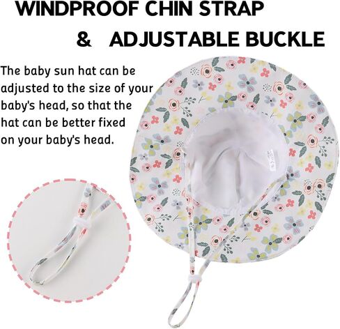 OMUKY Baby Sun Hat Toddler Bucket Hats UPF 50+ Sun Protection Summer Beach Hats Infant Wide Brim Hat in Kuwait