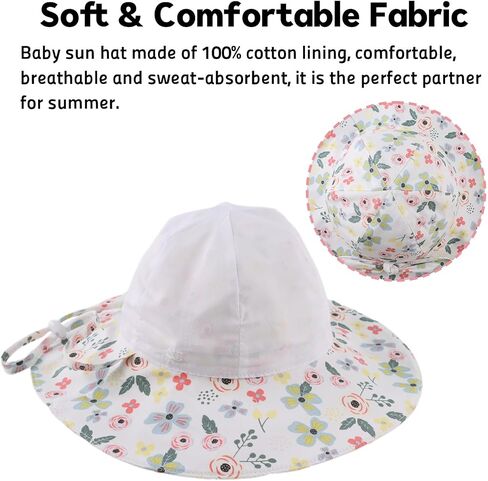 OMUKY Baby Sun Hat Toddler Bucket Hats UPF 50+ Sun Protection Summer Beach Hats Infant Wide Brim Hat in Kuwait