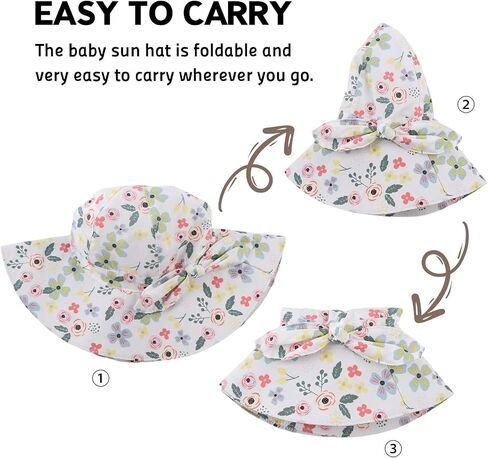 OMUKY Baby Sun Hat Toddler Bucket Hats UPF 50+ Sun Protection Summer Beach Hats Infant Wide Brim Hat in Kuwait