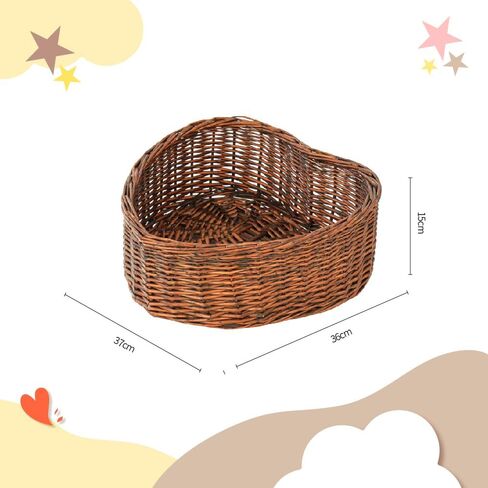 Kate Newborn Photography Props Brown Heart Shaped Rattan Basket Handcrafted Baby Doll Basket Set for Baby Photography Photoshoot with White Pillow and Mat and Stretch Wrap in Kuwait