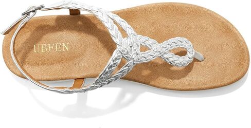 UBFEN Womens Flat Sandals Dress Braided T-Strap Thong Sandals with Arch Support Comfortable for Walking in Saudi Arabia