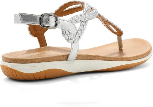 UBFEN Womens Flat Sandals Dress Braided T-Strap Thong Sandals with Arch Support Comfortable for Walking in Saudi Arabia