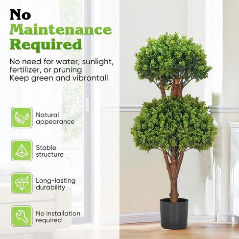 2 Trees 3FT Faux Boxwood Topiary Ball Tree Ornamental in All Seasons Without Care for Indoor & Outdoor Use - Fake Plantporch Decor for Garden, Wedding & Home in Saudi Arabia