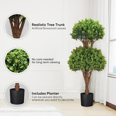 2 Trees 3FT Faux Boxwood Topiary Ball Tree Ornamental in All Seasons Without Care for Indoor & Outdoor Use - Fake Plantporch Decor for Garden, Wedding & Home in Saudi Arabia
