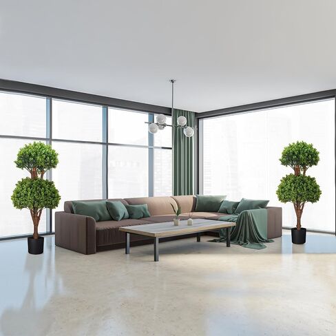 2 Trees 3FT Faux Boxwood Topiary Ball Tree Ornamental in All Seasons Without Care for Indoor & Outdoor Use - Fake Plantporch Decor for Garden, Wedding & Home in Saudi Arabia