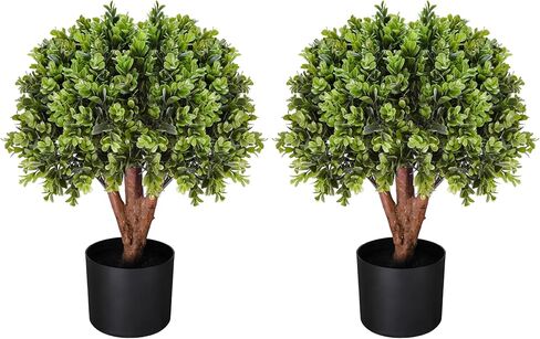 2 Trees 3FT Faux Boxwood Topiary Ball Tree Ornamental in All Seasons Without Care for Indoor & Outdoor Use - Fake Plantporch Decor for Garden, Wedding & Home in Saudi Arabia