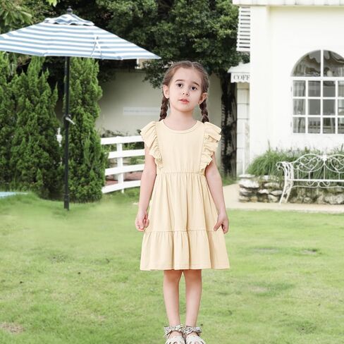 U·nikaka Baby Girls Ruffles Dresses Sleeveless Toddler Party Princess Dresses Casual Little Girls Summer Sundress 2-6Y in Kuwait