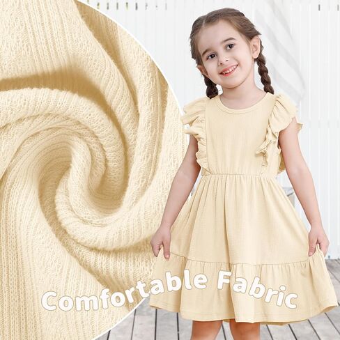 U·nikaka Baby Girls Ruffles Dresses Sleeveless Toddler Party Princess Dresses Casual Little Girls Summer Sundress 2-6Y in Kuwait