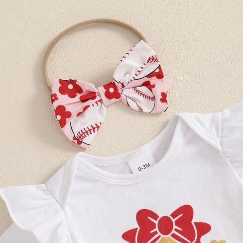Newborn Baby Girl Baseball Outfit My 1st Baseball Season Romper Ruffle Shorts Set Headband Socks Summer Clothes in Saudi Arabia