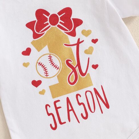 Newborn Baby Girl Baseball Outfit My 1st Baseball Season Romper Ruffle Shorts Set Headband Socks Summer Clothes in Saudi Arabia