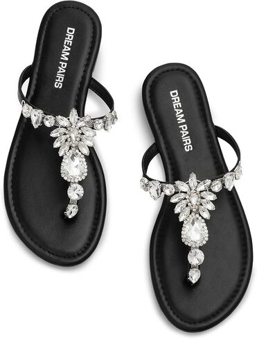 DREAM PAIRS Flip Flops for Women Dressy Rhinestone T-Strap Thong Sandals for Summers Dress Beach in Saudi Arabia