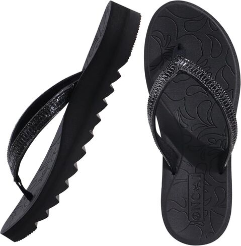 ONCAI Flip Flops for Women, Beach Thong Sandals Womens with Arch Support, Dressy Rhinestone Comfortable Yoga Mat and Non Slip Rubber Soles for Summer US Size 5-11 in Kuwait
