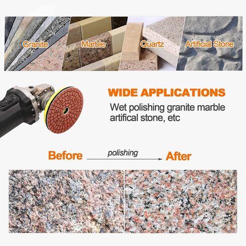 Diamond polishing pad 6PCS 4 Inch(#50*2,100*2 ,200*1 ,400*1)Super Copper Metal Bond Wet Diamond Polishing Pads for Granite Marble Concrete Floor Grinding Disc Strong Grinding Force. in Kuwait